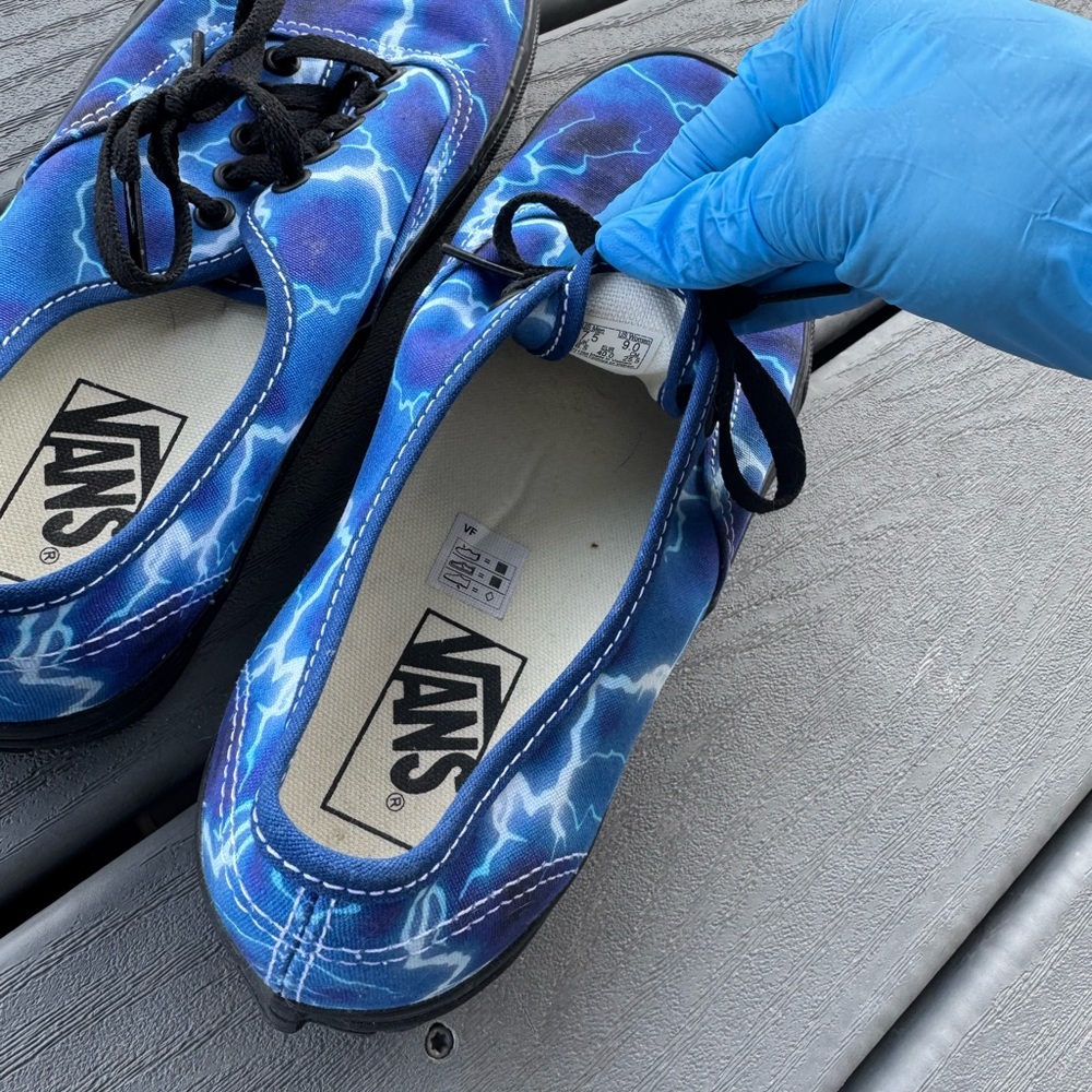 Vans Authentic Blue Lightning Print Sneakers Size… - image 7